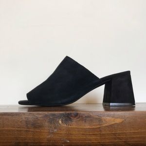Jeffrey Campbell Black Suede Peep Toe Mule